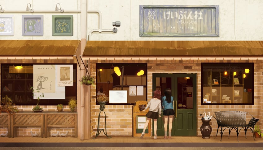 arisu ria and yoshinaga hiroko (akb49 ren'ai kinshi jourei) drawn by rouzato