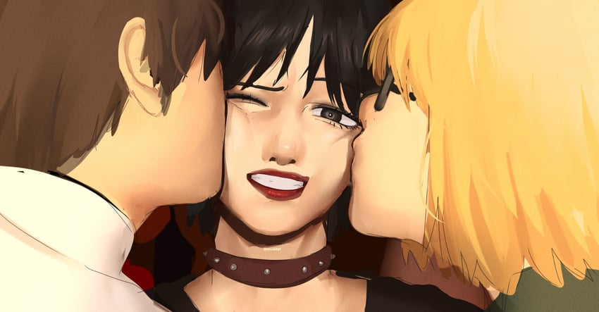 mikasa ackerman, eren yeager, and armin arlert (shingeki no kyojin and 1 more) drawn by novalise1