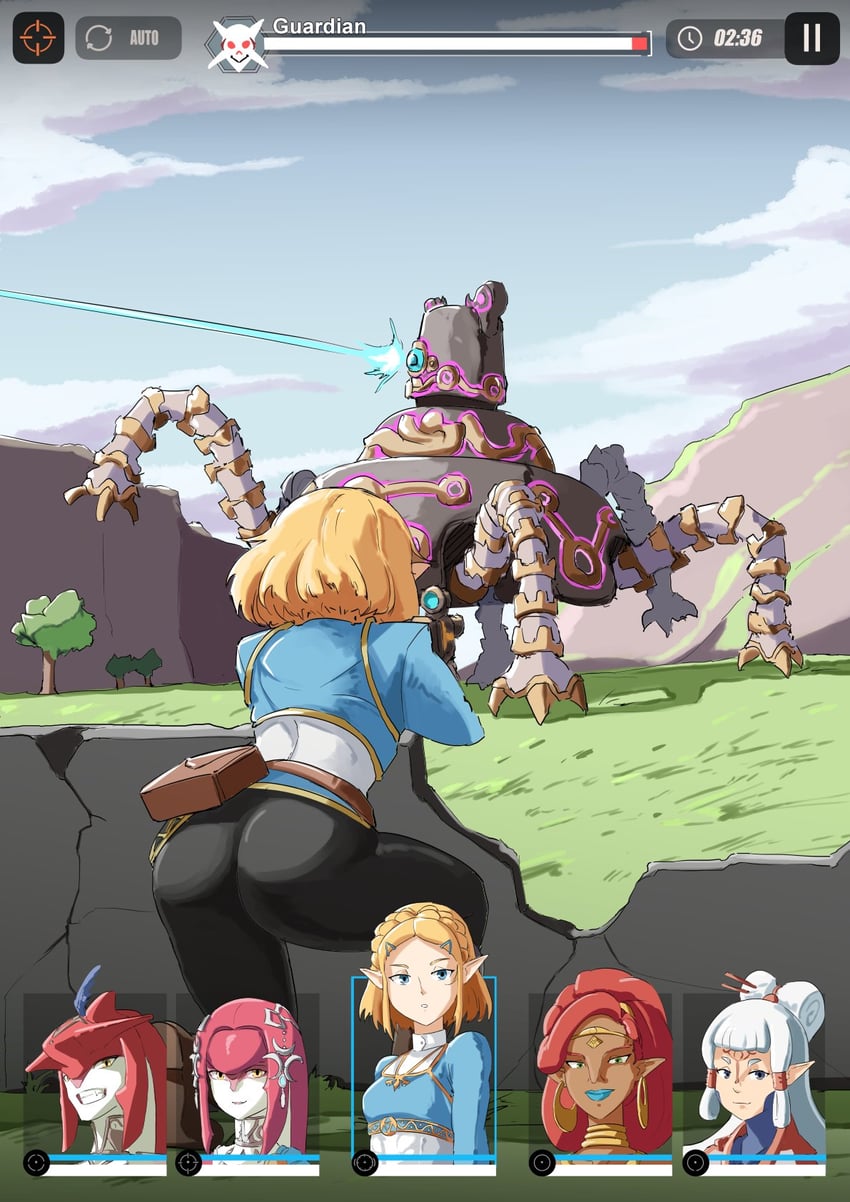princess zelda, mipha, urbosa, sidon, paya, and 1 more (the legend of zelda and 3 more) drawn by automatic_giraffe