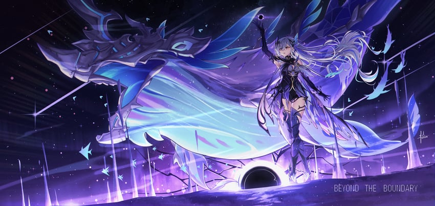 skirk and all-devouring narwhal (genshin impact) drawn by varhan_zuhair
