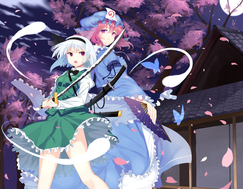 konpaku youmu and saigyouji yuyuko (touhou) drawn by abusoru