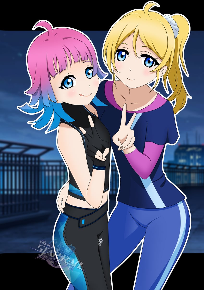 ayase eli and tennoji rina (love live! and 2 more) drawn by rina_yazawa