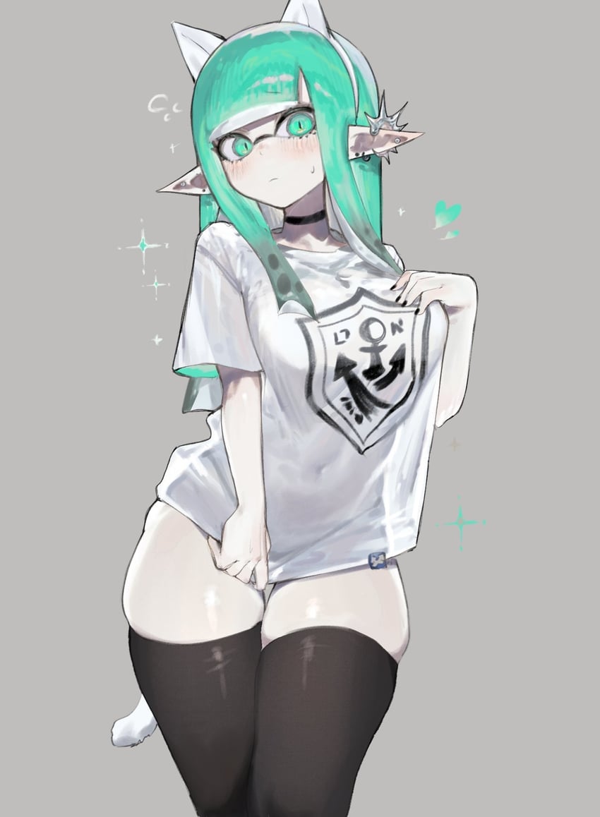 inkling player character and inkling girl (splatoon) drawn by togetoge