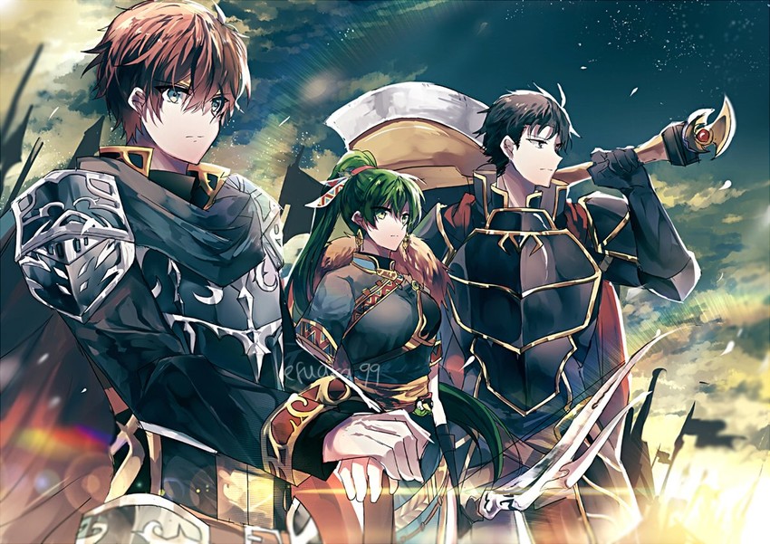 lyn, eliwood, and hector (fire emblem and 2 more) drawn by efu_(angelschatedral99)