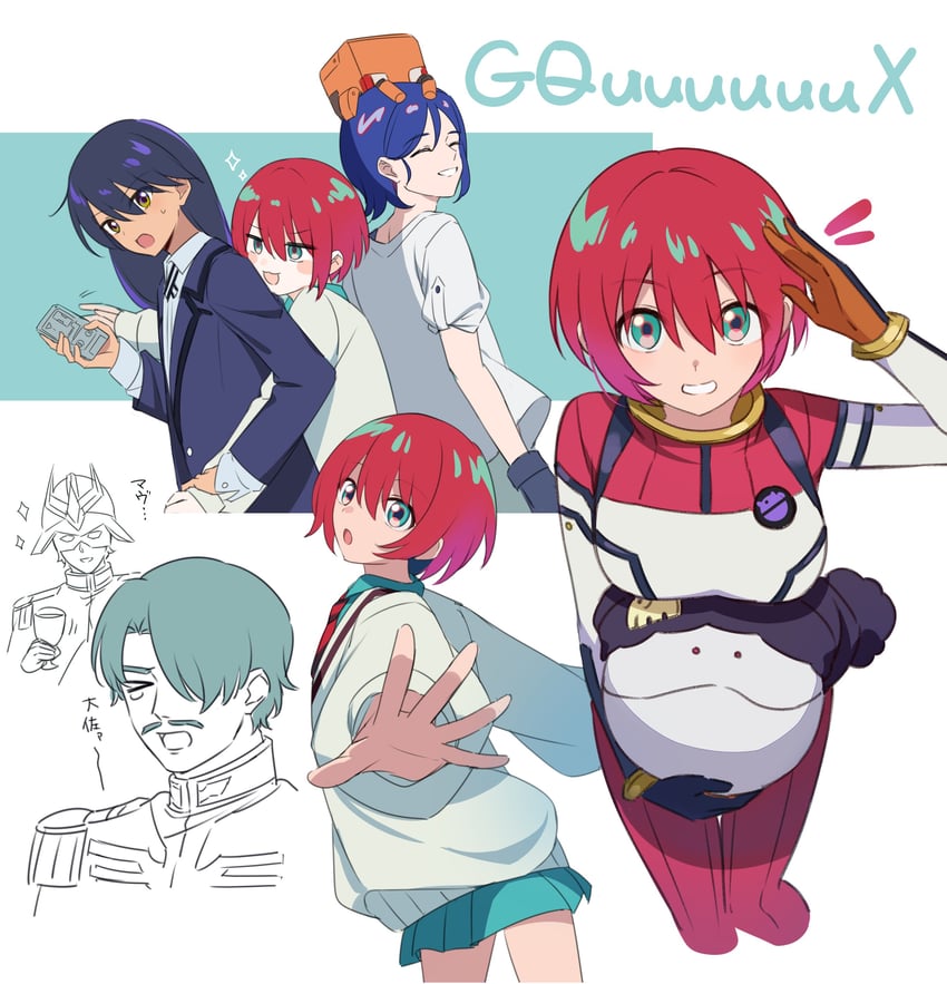 amate yuzuriha, haro, shuji ito, char aznable, nyaan, and 1 more (gundam and 1 more) drawn by nemu_mohu