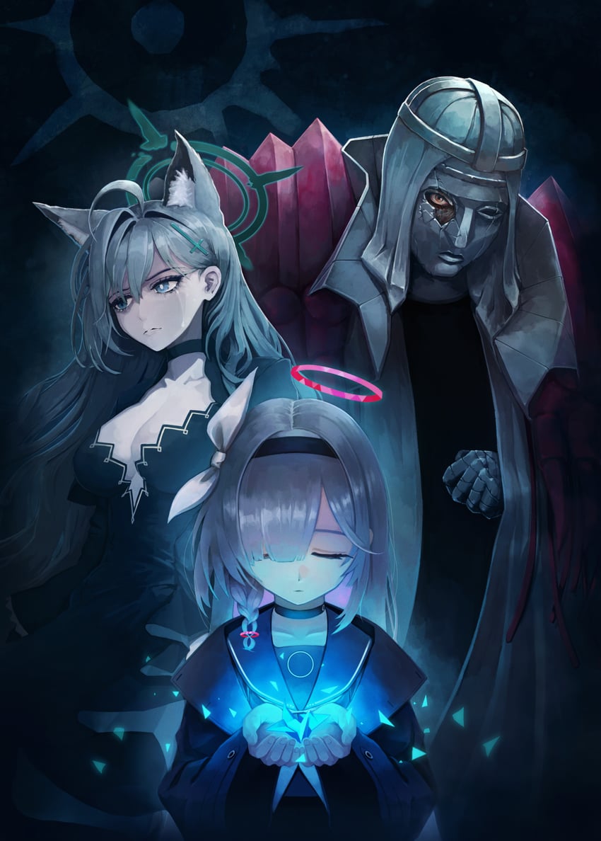 shiroko, plana, shiroko terror, and phrenapates (blue archive) drawn by rake_autumn