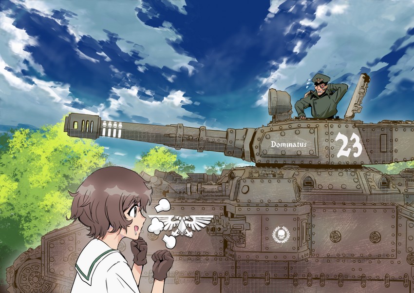 akiyama yukari (girls und panzer and 1 more) drawn by vidarart