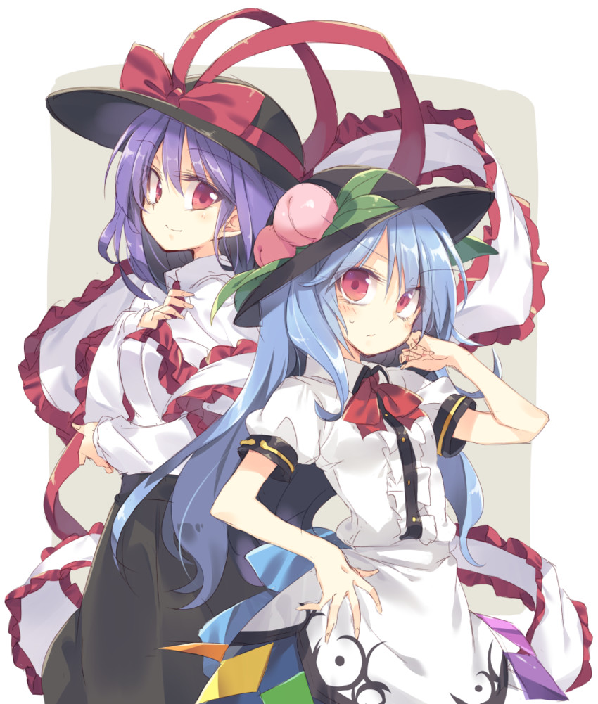 hinanawi tenshi and nagae iku (touhou) drawn by satou_kibi