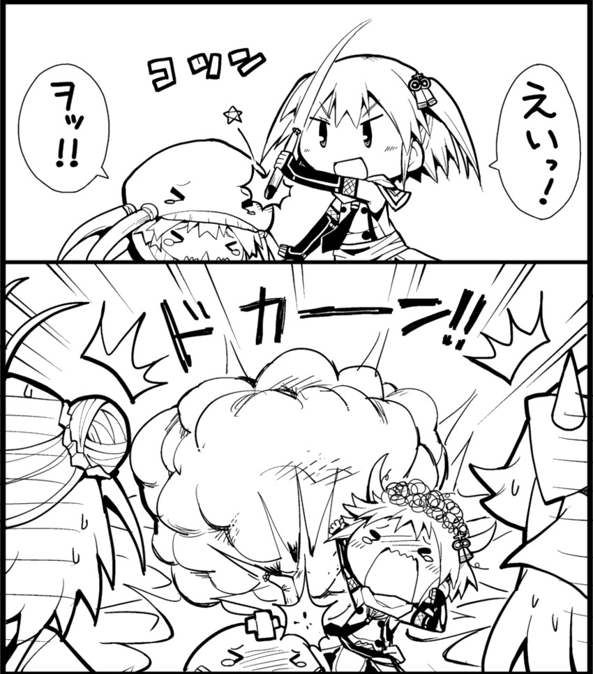 sendai, wo-class aircraft carrier, naka, and jintsuu (kantai collection) drawn by herada_mitsuru