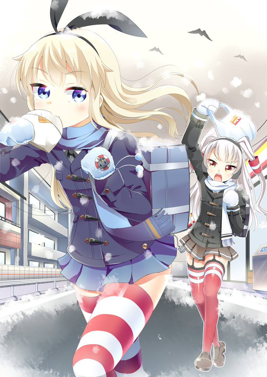 shimakaze, amatsukaze, and rensouhou-chan (kantai collection) drawn by wars-ma