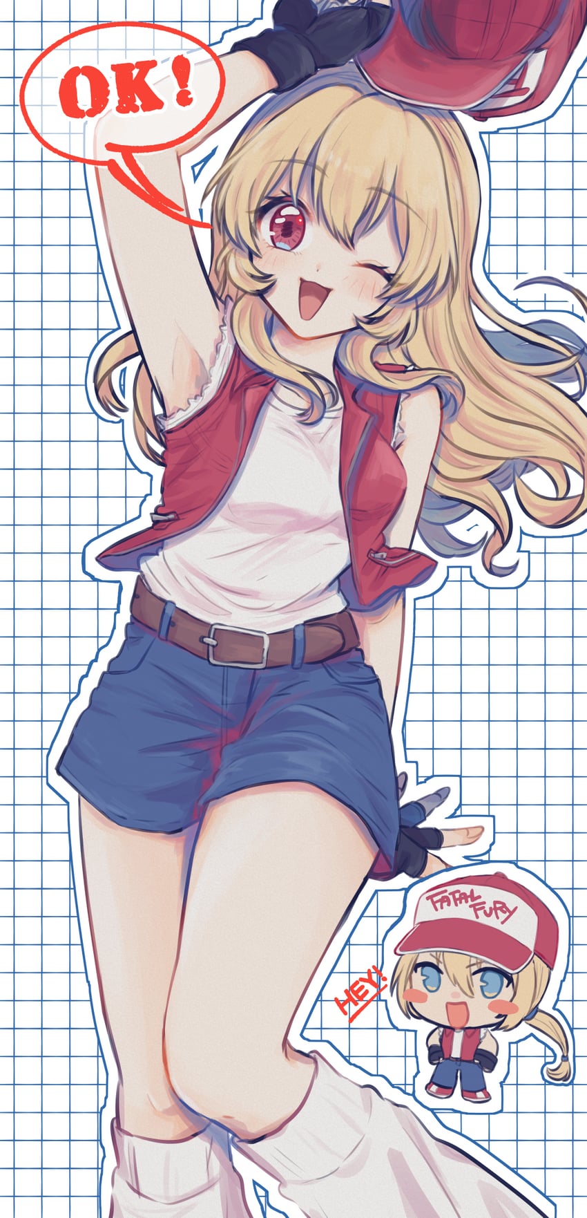 hoshimiya ichigo and terry bogard (the king of fighters and 3 more) drawn by obaa-chan_(golden_retriever)