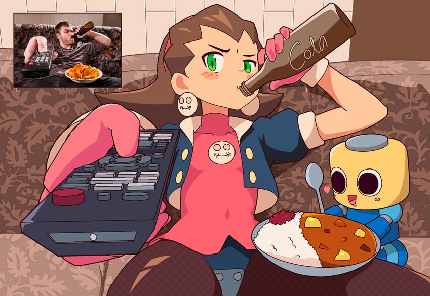 tron bonne and servbot (mega man and 1 more) drawn by yodok