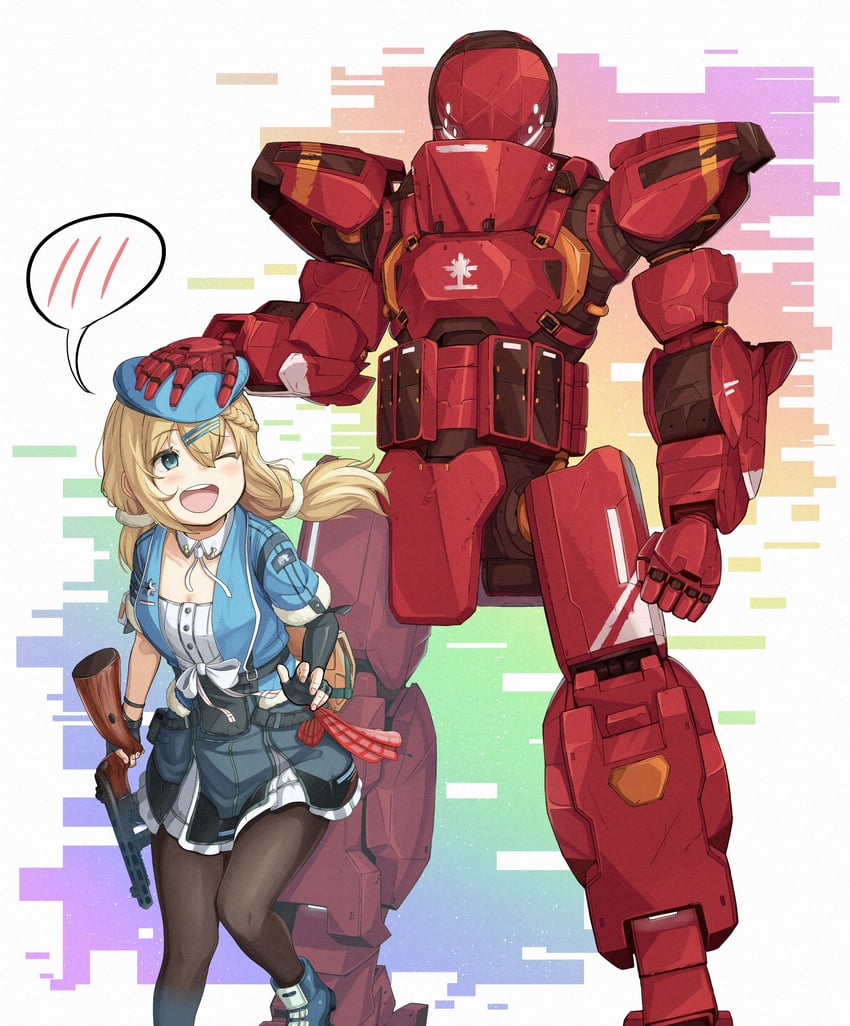 ppsh-41, papasha, and city warden (girls' frontline and 1 more) drawn by numazume