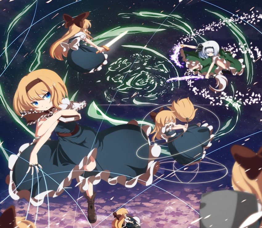 konpaku youmu, alice margatroid, and shanghai doll (touhou) drawn by meracle