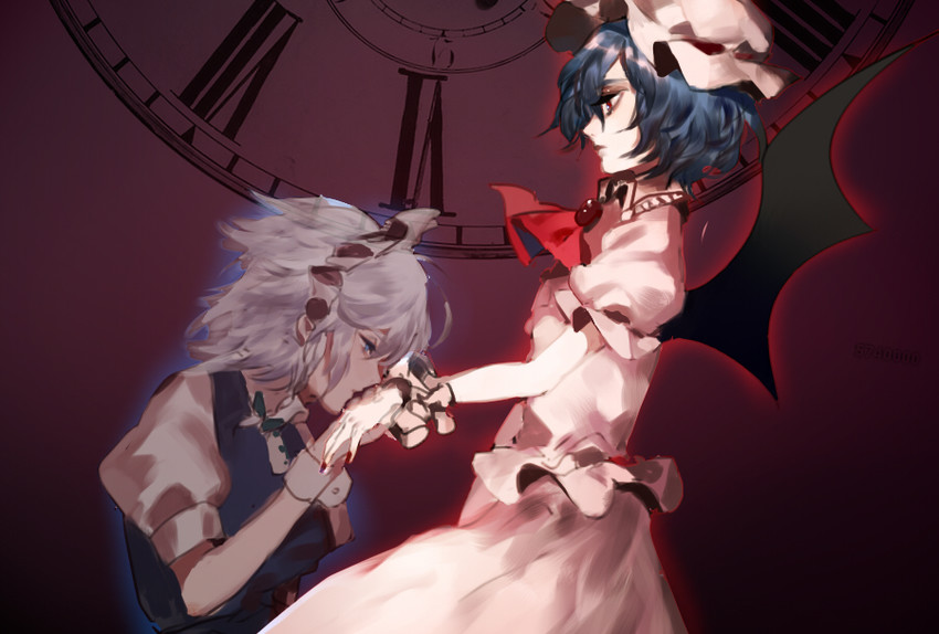 remilia scarlet and izayoi sakuya (touhou) drawn by tian_(my_dear)