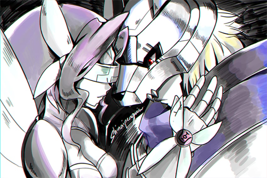fairimon and wolfmon (digimon and 1 more) drawn by shinaipenguin