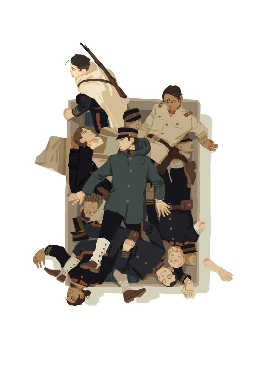 ogata hyakunosuke, tsukishima hajime, koito otonoshin, usami tokishige, rikimatsu ariko, and 1 more (golden kamuy) drawn by chengongzi123