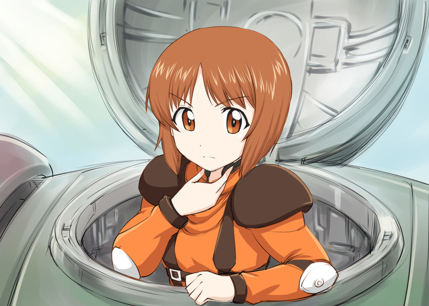 nishizumi miho and scopedog (girls und panzer and 1 more) drawn by ueyama_michirou