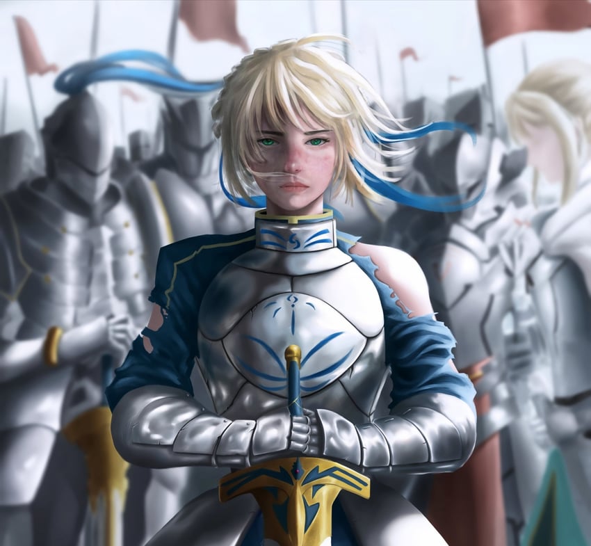 artoria pendragon, saber, and bedivere (fate and 1 more) drawn by bbestkiki
