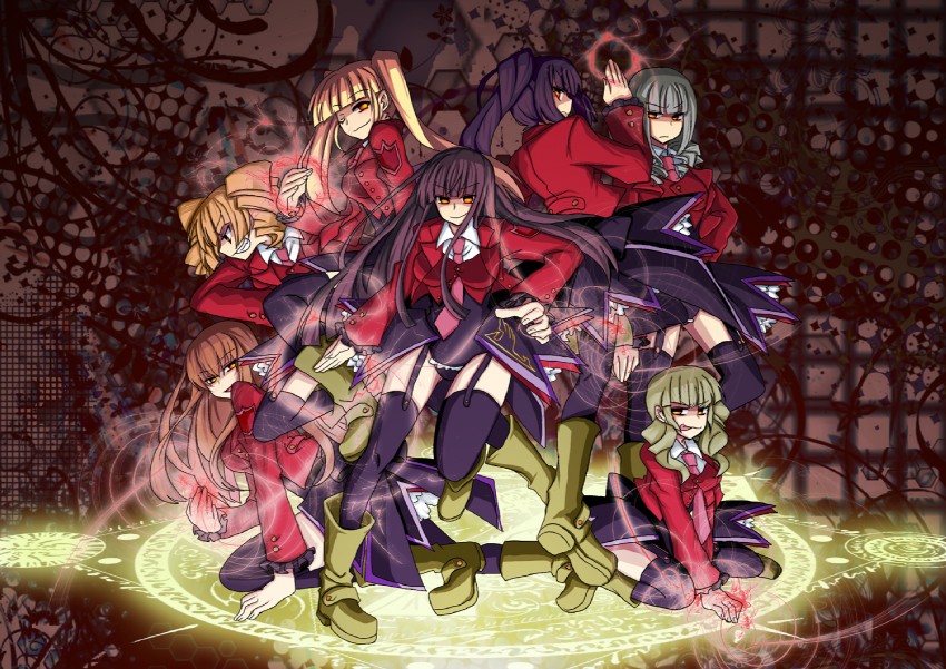 mammon, lucifer, asmodeus, beelzebub, belphegor, and 2 more (umineko no naku koro ni) drawn by amida_atsumu