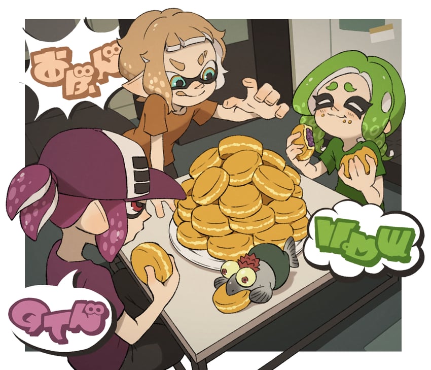 inkling player character, inkling girl, octoling player character, octoling girl, inkling boy, and 1 more (splatoon and 1 more) drawn by teo_(teorekka)