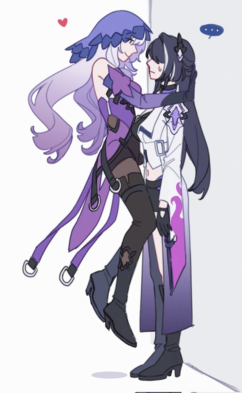 acheron and black swan (honkai and 1 more) drawn by charathegay