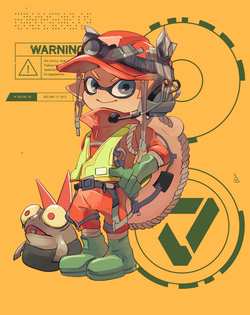 inkling player character, inkling girl, and smallfry (splatoon) drawn by koike3582
