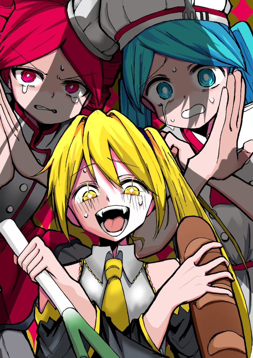 hatsune miku, kasane teto, and akita neru (vocaloid and 4 more) drawn by himatubusiniki