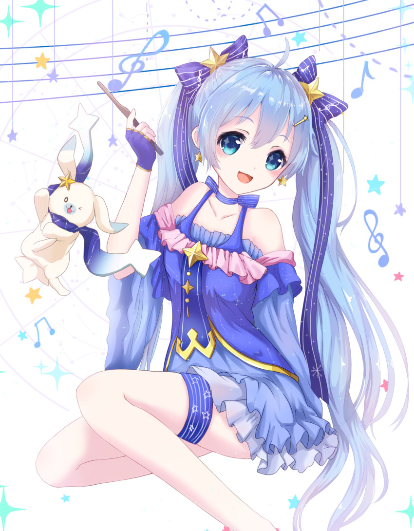 hatsune miku, yuki miku, and rabbit yukine (vocaloid and 1 more) drawn by yuzuaji