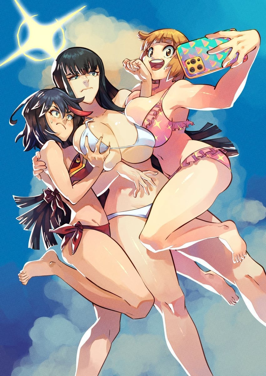matoi ryuuko, senketsu, kiryuuin satsuki, and mankanshoku mako (kill la kill) drawn by rafchu