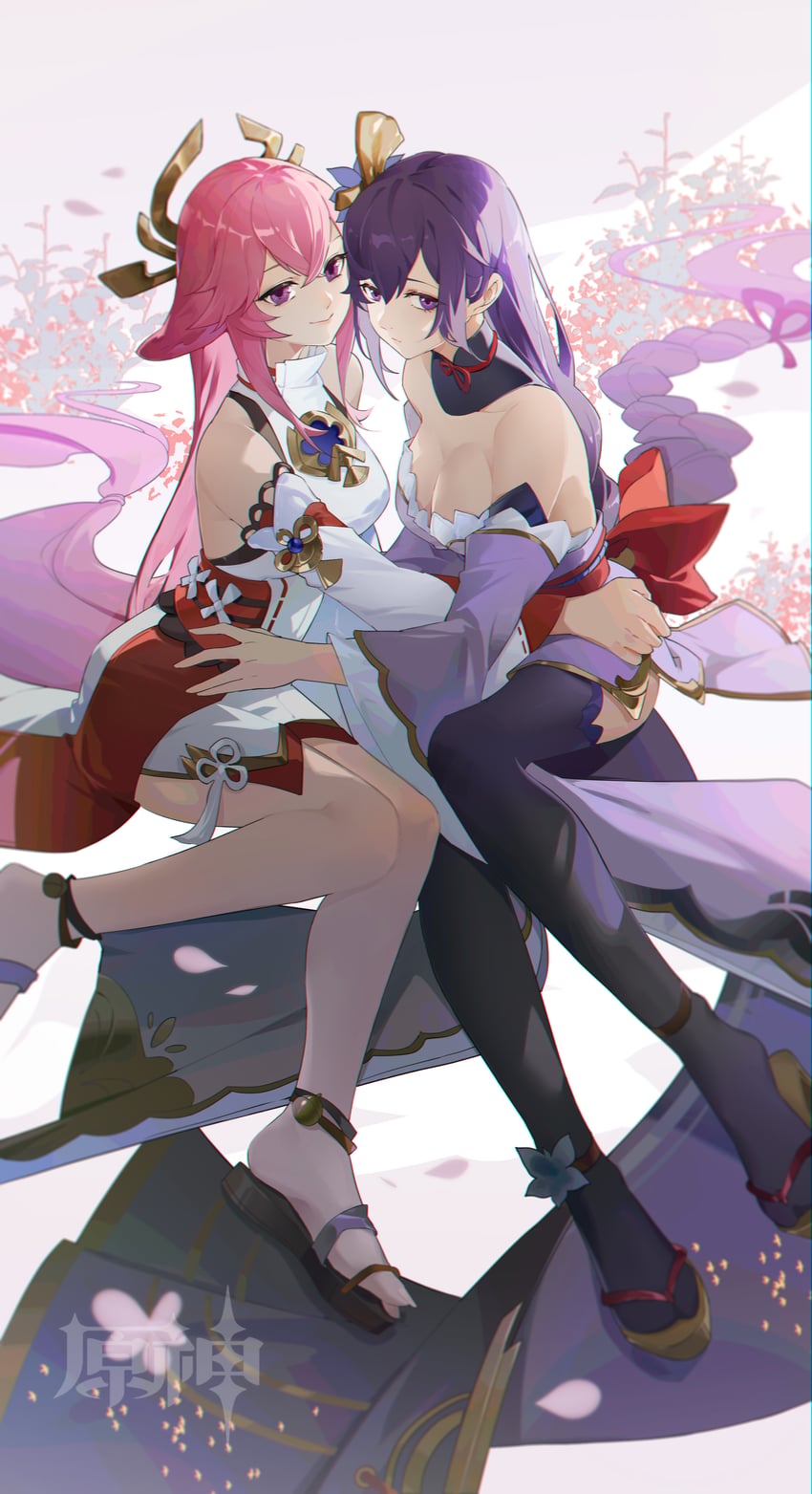 raiden shogun and yae miko (genshin impact) drawn by mc-sm