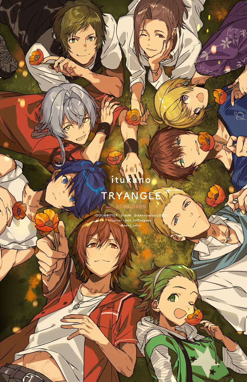 amagase touma, pierre bichelberger, mitarai shouta, kizaki ren, taiga takeru, and 4 more (idolmaster and 1 more) drawn by nana_tetra