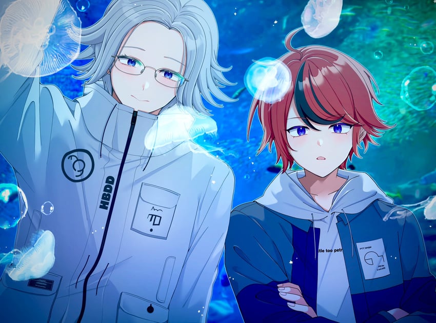 aotsuki eito and sumino takumi (the hundred line -last defense academy-) drawn by mugitor0