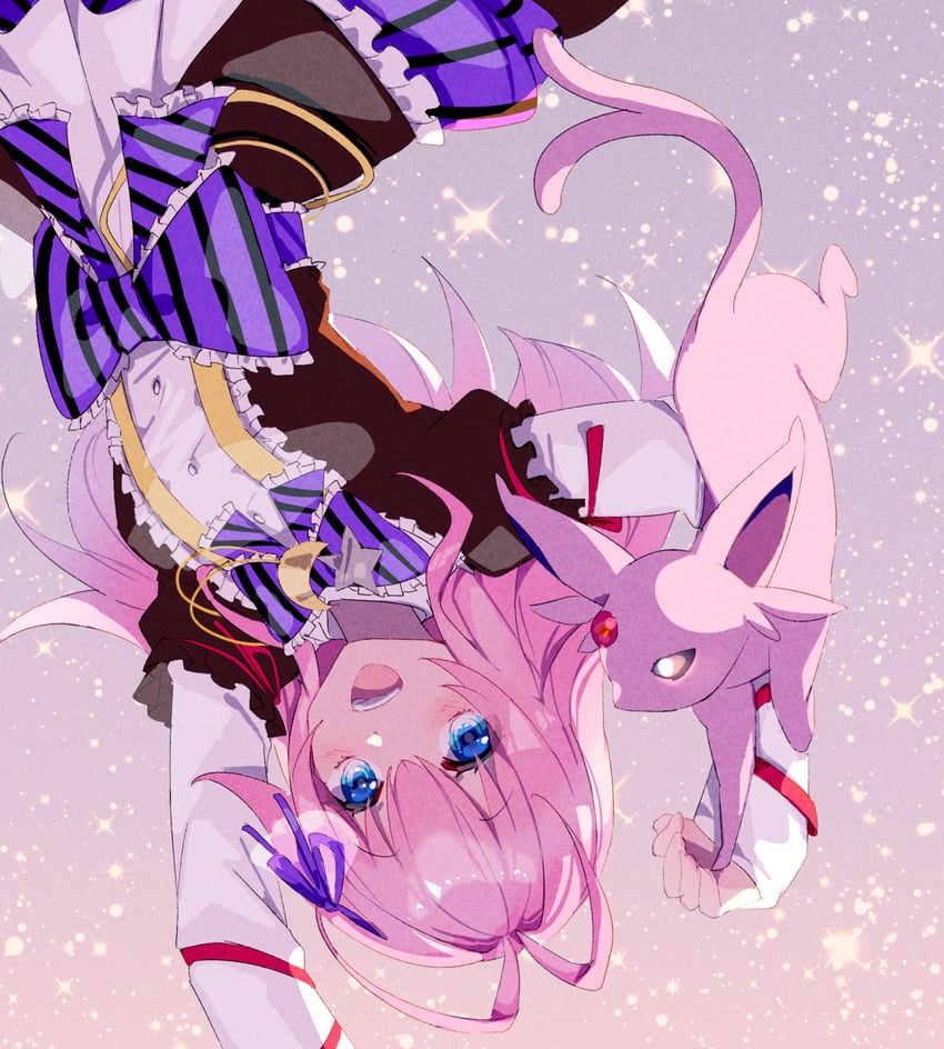 espeon and yamine renri (pokemon and 1 more) drawn by torino_sasami