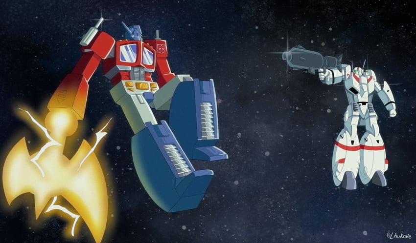 optimus prime and vf-1j (macross and 5 more) drawn by lhukave