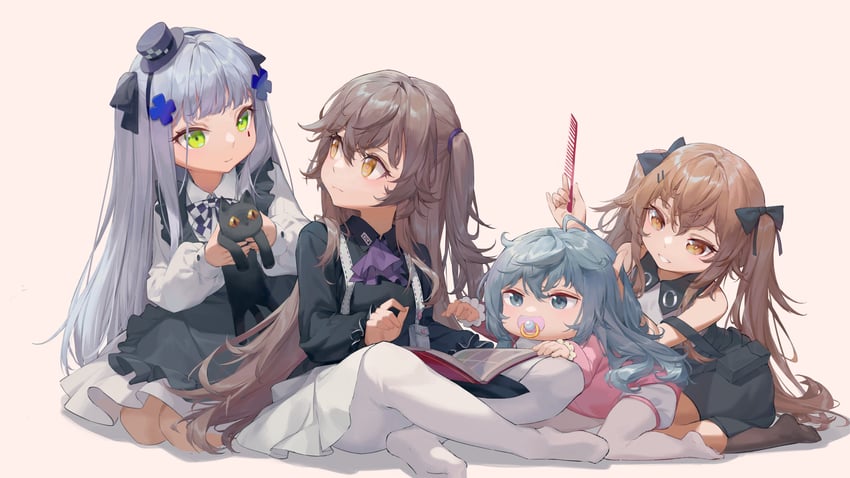 ump9, g11, hk416, and ump45 (girls' frontline) drawn by ren_huozhe
