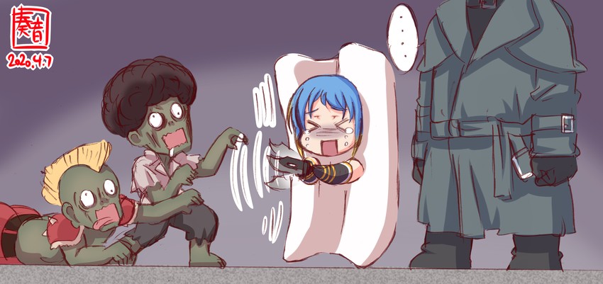 samidare, mr. x, and tofu (kantai collection and 2 more) drawn by kanon_(kurogane_knights)