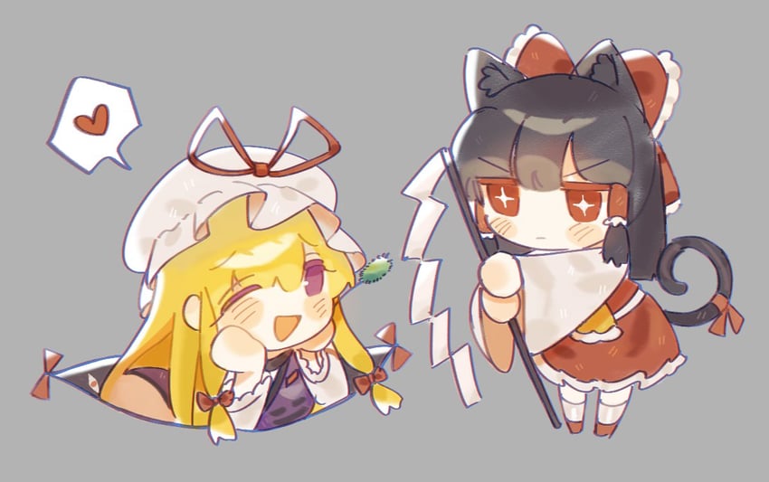 hakurei reimu and yakumo yukari (touhou) drawn by rbfnrbf_(mandarin)