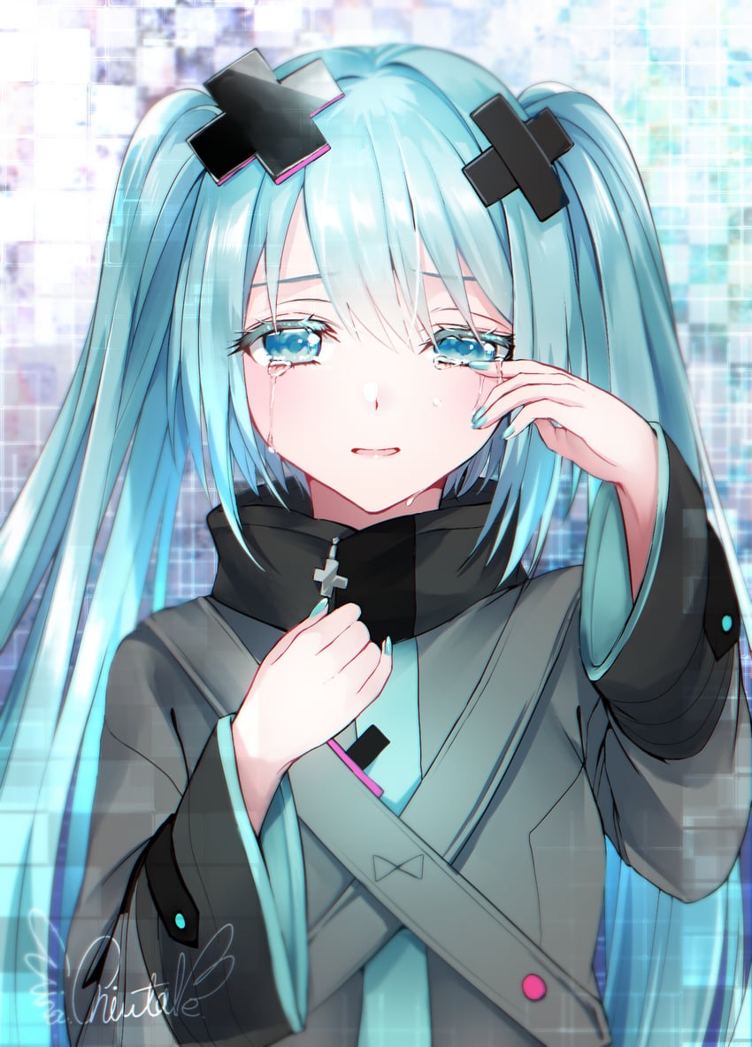 hatsune miku and batsu miku (vocaloid and 2 more) drawn by chiutake_mina
