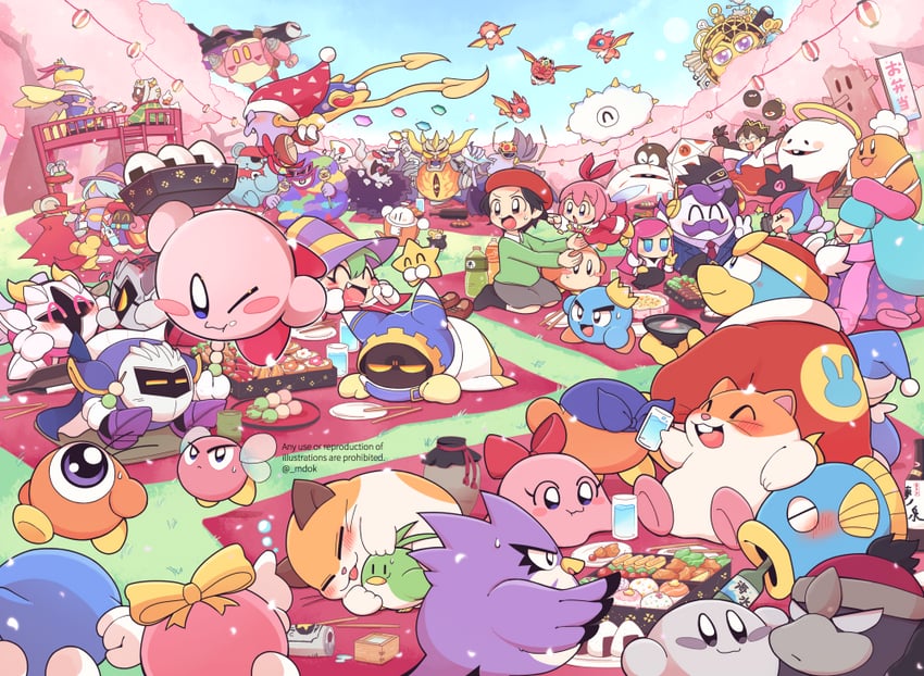 kirby, meta knight, waddle dee, king dedede, magolor, and 55 more (kirby and 7 more) drawn by midooka_(o_k_k)
