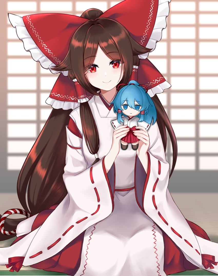 miyadeguchi mizuchi and gensokyo's first hakurei miko (touhou) drawn by beikeice