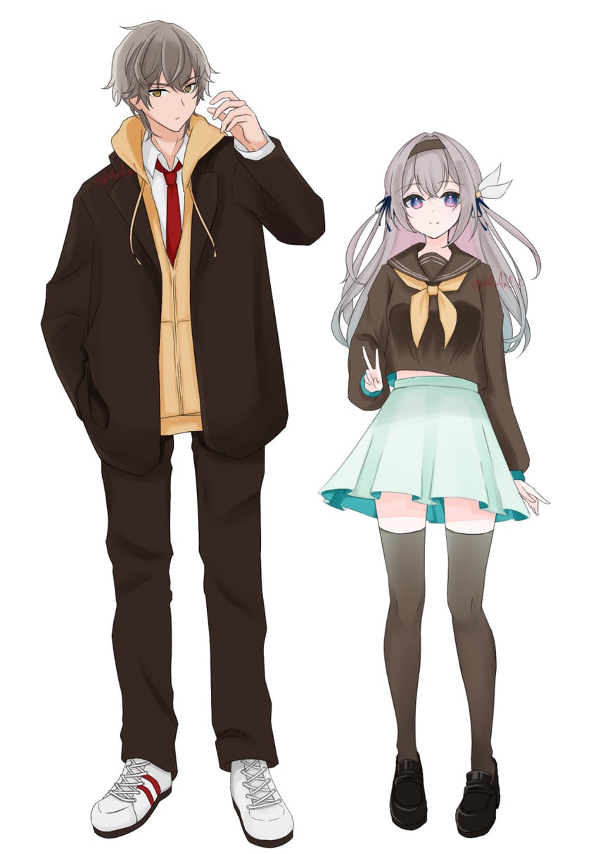 trailblazer, firefly, and caelus (honkai and 1 more) drawn by h4n4m1_2