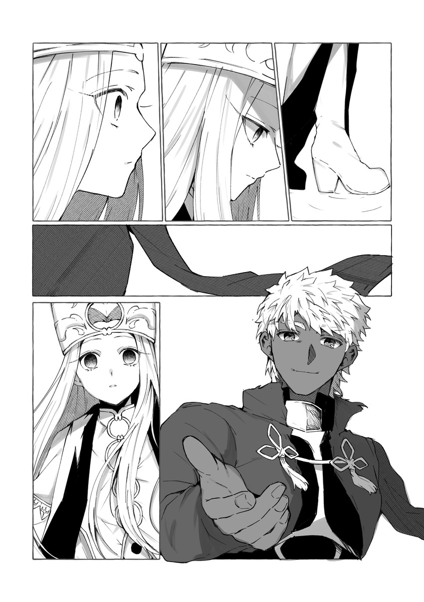 illyasviel von einzbern and archer (fate and 2 more) drawn by creat_(kuribeni)