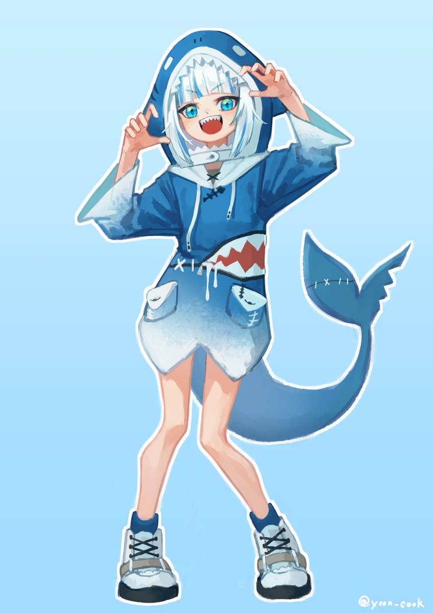 gawr gura (hololive and 1 more) drawn by yoon_cook