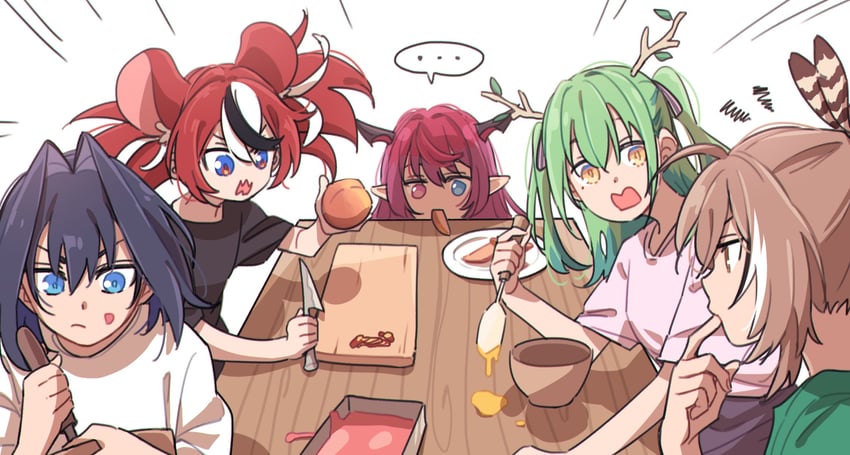 ouro kronii, nanashi mumei, hakos baelz, ceres fauna, and irys (hololive and 1 more) drawn by anco_(platanity)