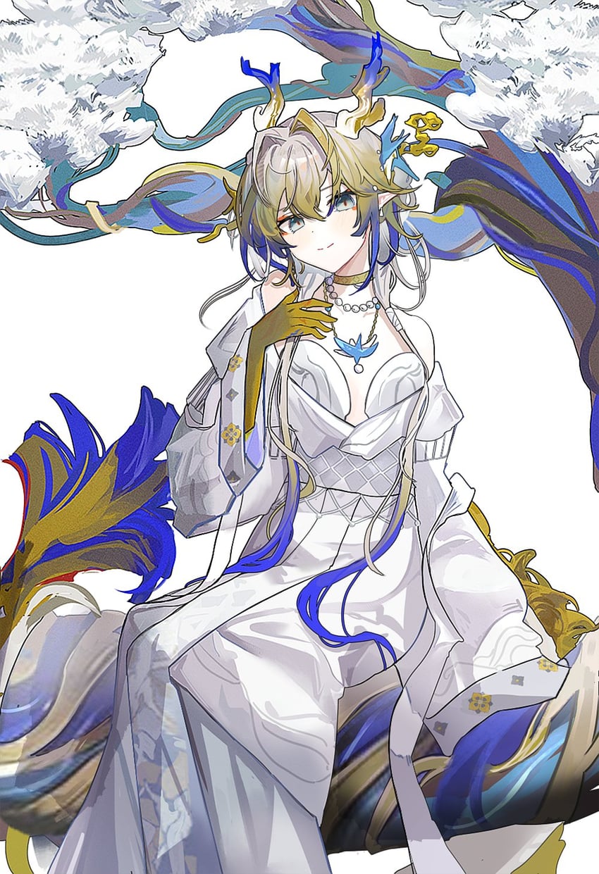 shu (arknights and 1 more) drawn by ricefox_(nonametofu)