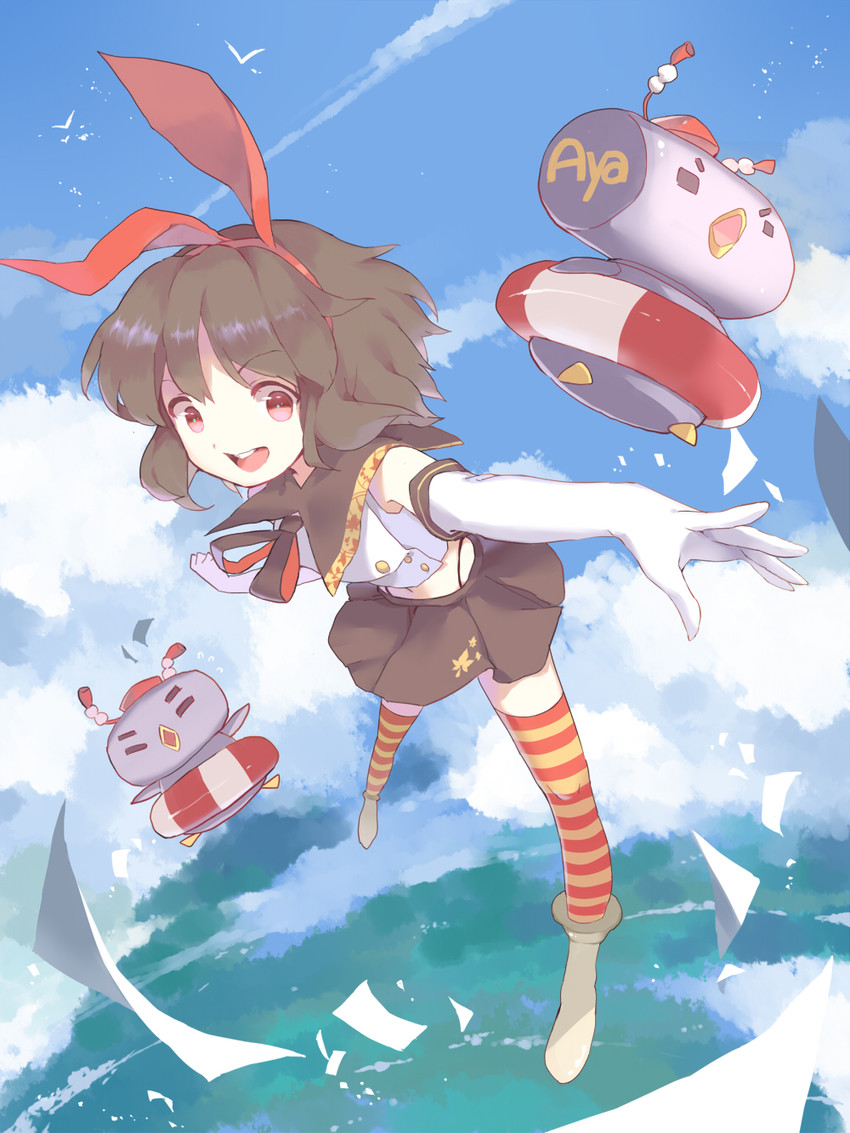 shameimaru aya, shimakaze, and rensouhou-chan (touhou and 1 more) drawn by reeh_(yukuri130)