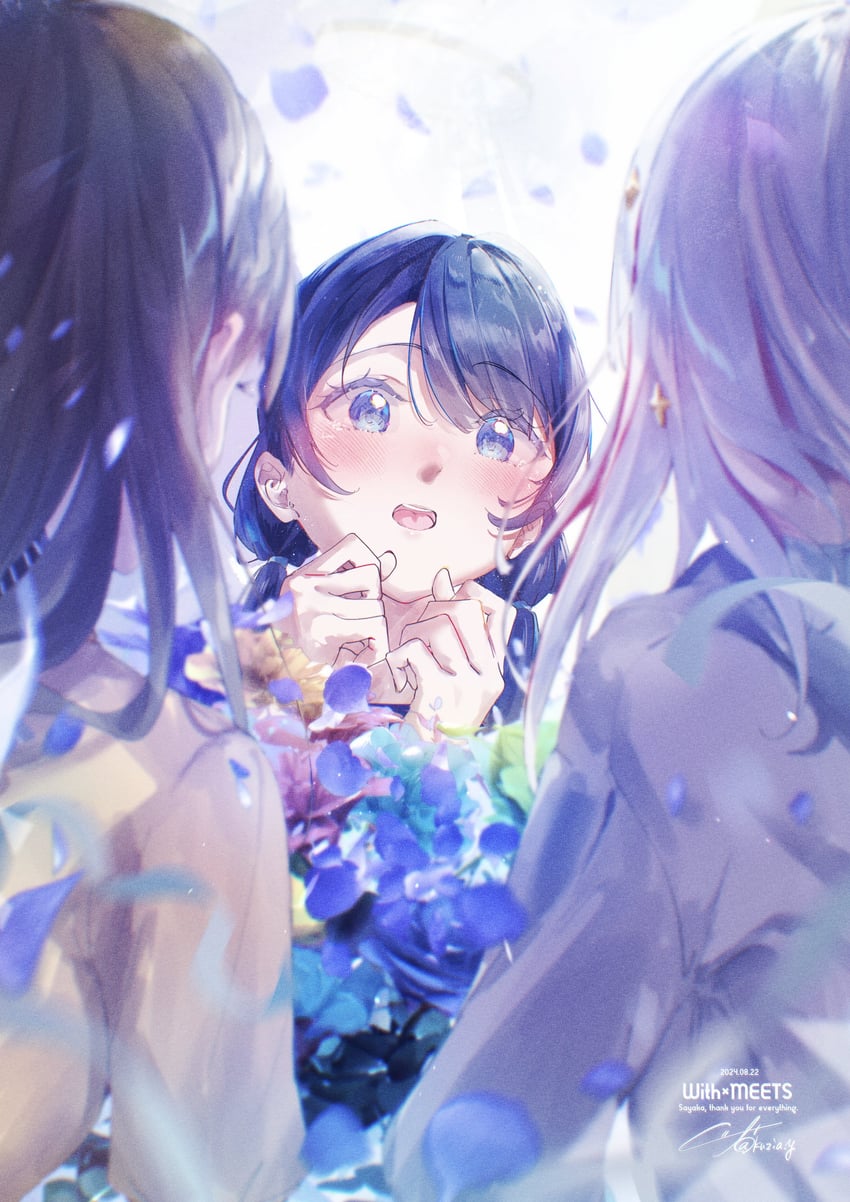 murano sayaka, yugiri tsuzuri, and kachimachi kosuzu (love live! and 1 more) drawn by kuzia_(atarayo)