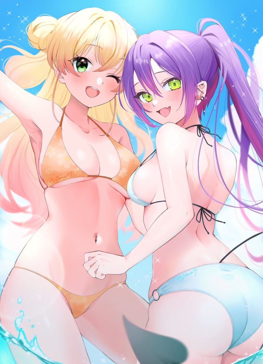 tokoyami towa and momosuzu nene (hololive) drawn by 39m27