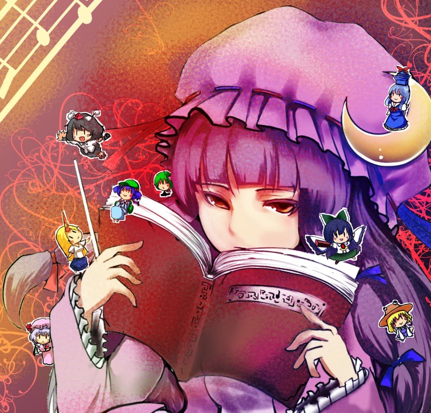 remilia scarlet, patchouli knowledge, shameimaru aya, moriya suwako, reiuji utsuho, and 4 more (touhou) drawn by jonasan_(bad-t)